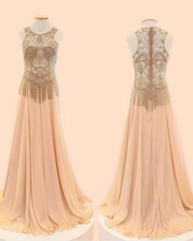 Elegant Jewel Prom Dress,zipper Back Evening Dress,floor Length Prom Dress