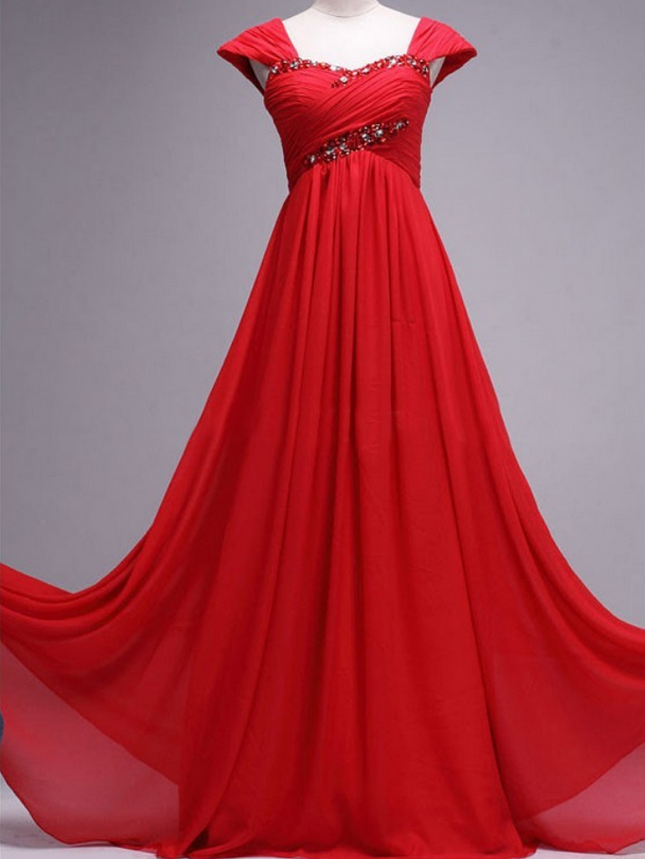 Prom Dress,red Prom Dresses,sexy Cap Sleeve Prom Dresses,custom Made Prom Dress,long Elegant Prom Dresses