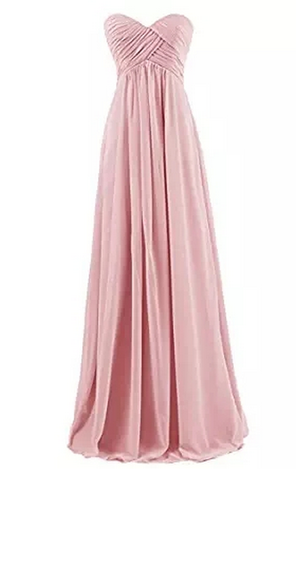 Long Simple Sweetheart Ruched Chiffon Prom Bridesmaid Dresses