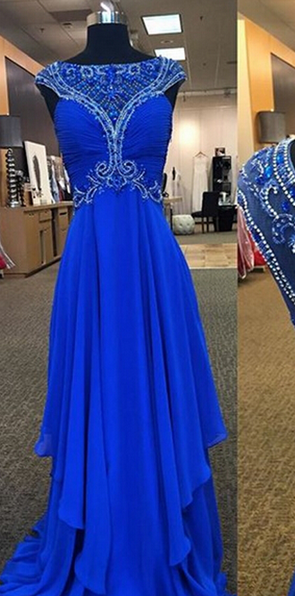 Blue Prom Dress, Gorgeous Prom Dress, Elegant Prom Dress, Popular Prom Dress, Unique Prom Dress, Chiffon Prom Dress