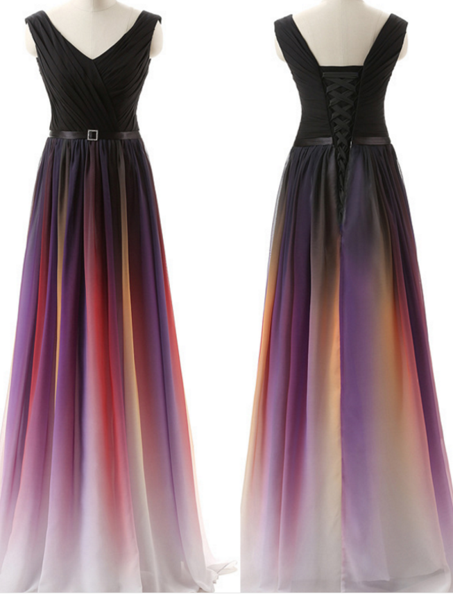 Shoulder Strap Colorful Gradient Evening Dress Banquet Dress Dress Long Dress
