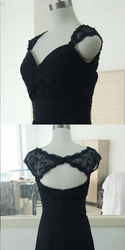 Cuff Black Evening Dress