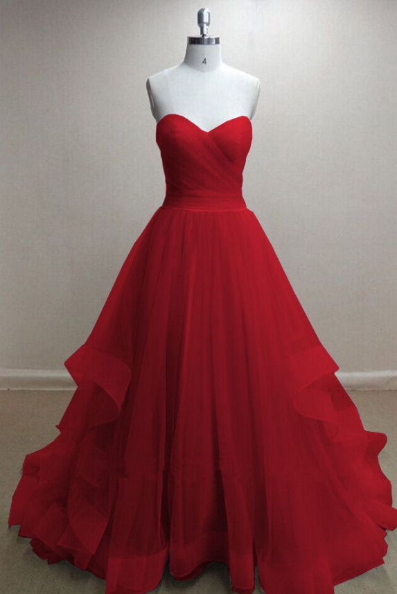 Red Sleeveless Princess Prom Dress Formal Occasion Dress Pageant Dress ...