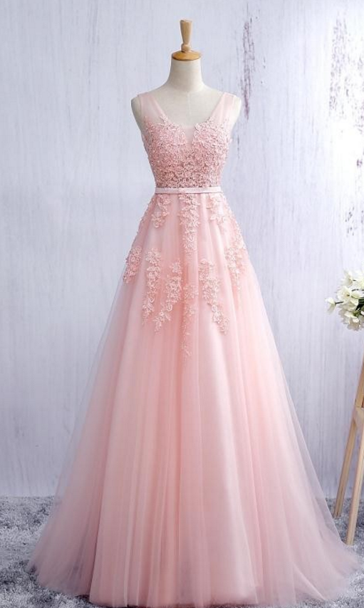 Blush Pink Evening Dress Prom Dress With Lace on Luulla