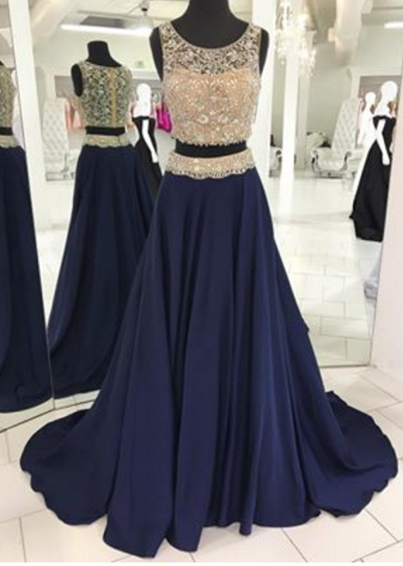 Navy Two Pieces Prom Dress on Luulla