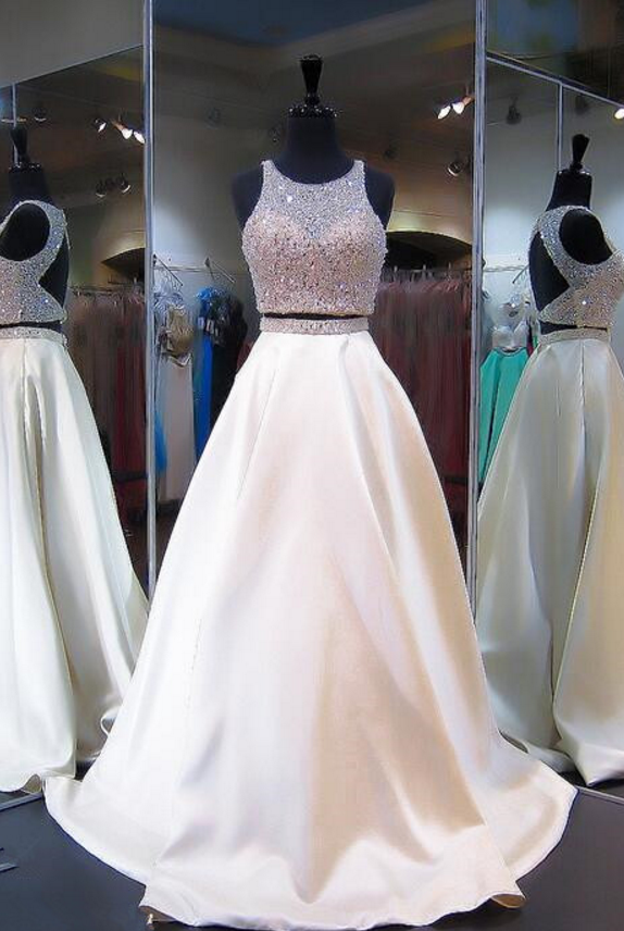 Pieces Prom Dress with Beaded Crop Top