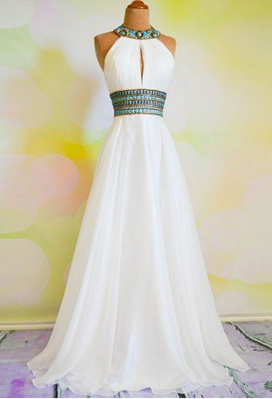 Halter White Prom Dress on Luulla