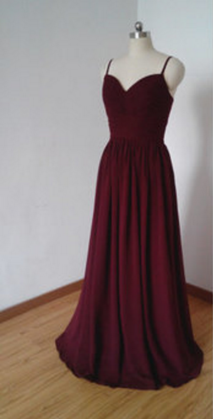 Burgundy Formal Occasion Dress With Spaghetti Straps