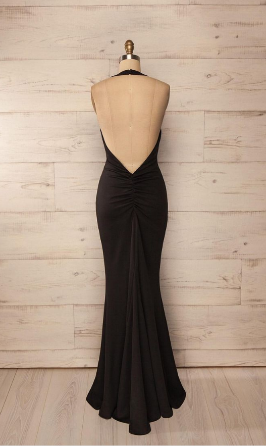 Halter Long Black Prom Dress With Open Back Evening Dresses On Luulla 