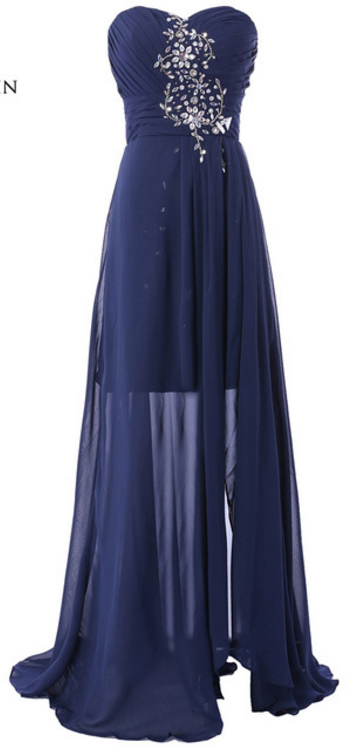 Elegant Formal Prom Dress Blue Bridesmaid Dresses Evening Dress