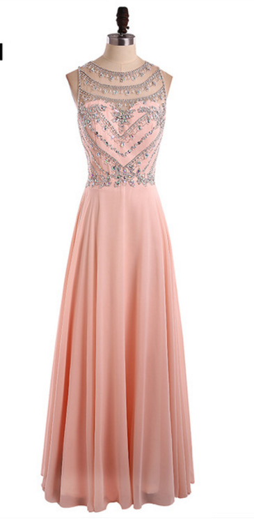 Elegant Karin's Elegant Evening Gown, Special Occasion, Long Gown Prom Gown, Pink Chiffon Long Ball Gown With Sleeveless Dress, Formal