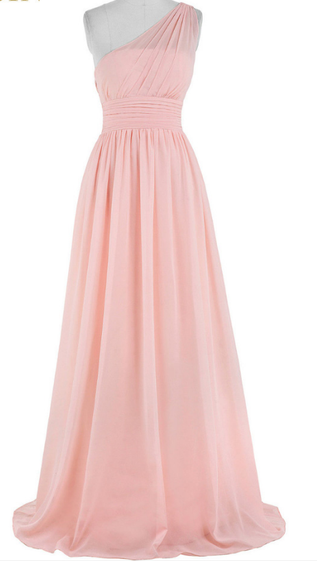 Dress Gown With A Long Dress And A Blue Pink One-shoulder Gown