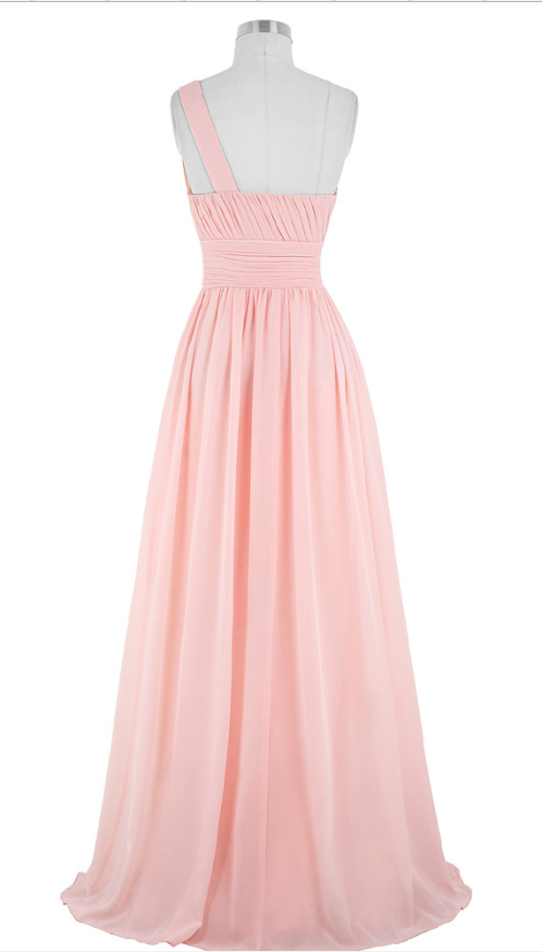 Dress Gown With A Long Dress And A Blue Pink One-shoulder Gown on Luulla