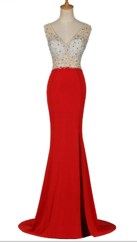 The Strapless Dress Is Sexy And Looks Like A High-cut Prom Gown With A High Cut Skirt