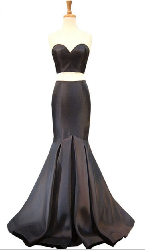 Long Mermaid Ball Gown, Simple Lover's Sleeveless African Black Satin Ball Gown