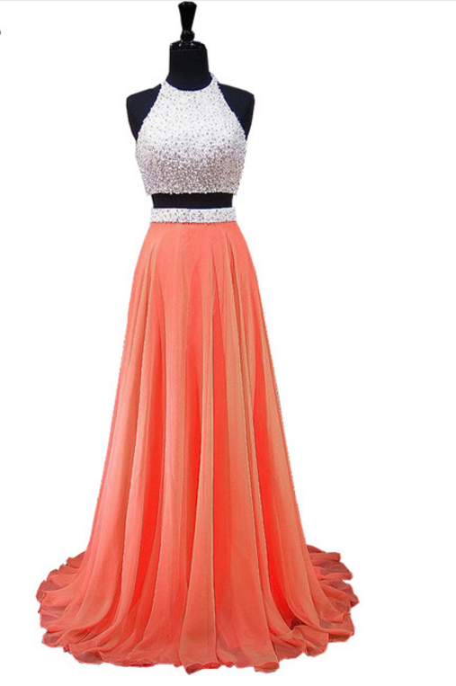 The Prom Dress With A Sleeveless Pearl African Orange Without Two Ball Gowns