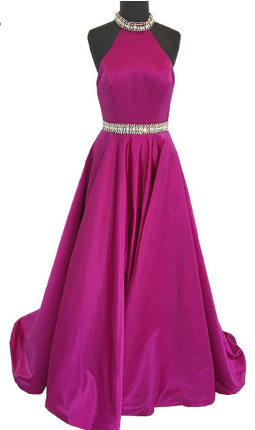 Real Sample Long Night Gown With A Sleeveless Crystal With No Back Purple Women's Formal Dress