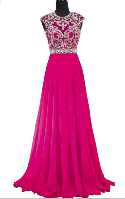 A Long, Sparkling Ball Gown, Stunning Sleeveless Ball Crystal Ball, No-back African Pink Chiffon Ball Gown