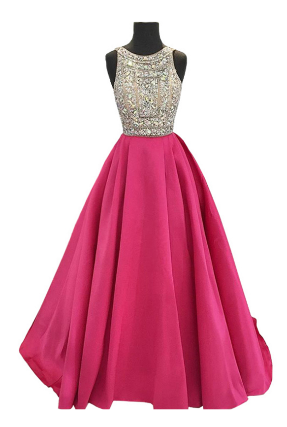 Evening Dress Elegant And Dense Bright Pearl Crystal Bright Pink Without Back Woman Formal Evening Dress Bathrobe