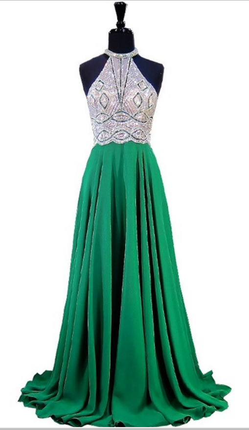 Emerald Green Evening Gown, A Sleeveless, Sleeveless Evening Gown With A Tuxedo