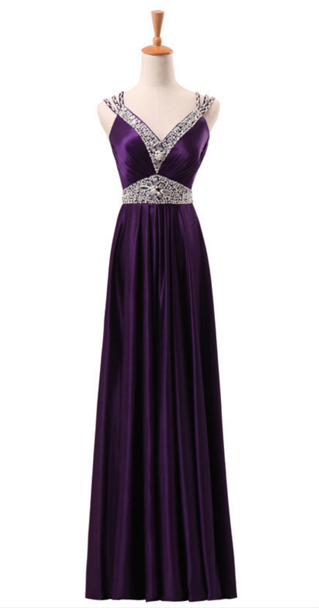 The New Elegant Party Dress Evening Gown, The Sexy V-neck Beaded ...