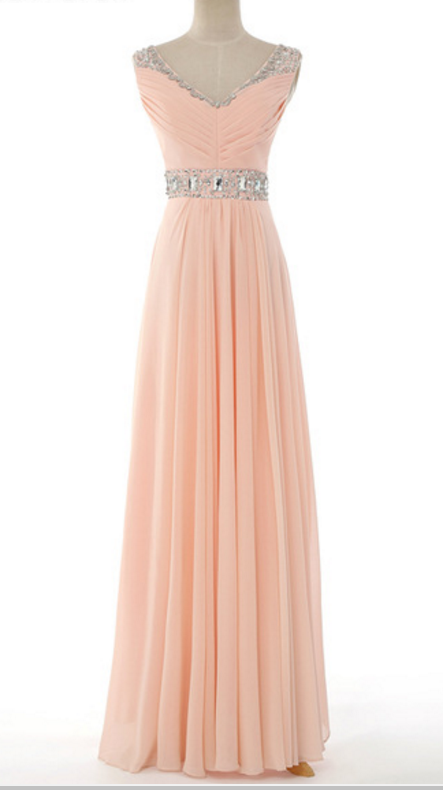 The Bride's Sexy V-neck Chiffon Skirt Is Long On The Shoulders Of The Evening Gown, In A Summer Style Gown Evening Dresses