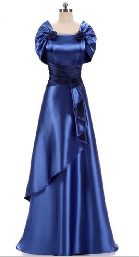 The Satin Gold Royal Blue Evening Gown Made A Nice Formal Evening Gown For The Bride's Mother