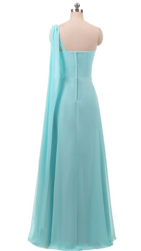 Chiffon with Beaded Waistband Long Dress Green