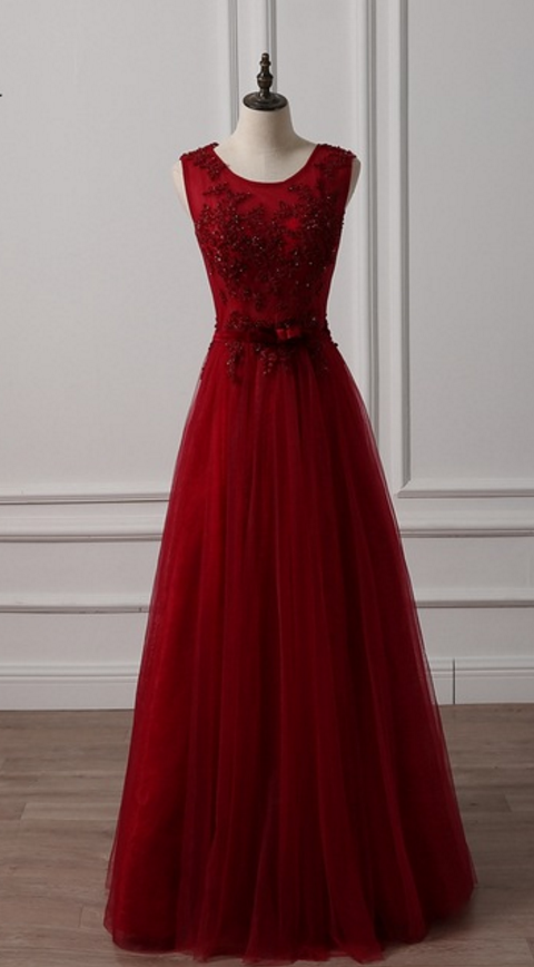 burgundy prom dresses tight A-line Burgundy Prom Dress with Pockets,Sexy Formal Dress – jkprom main image 1