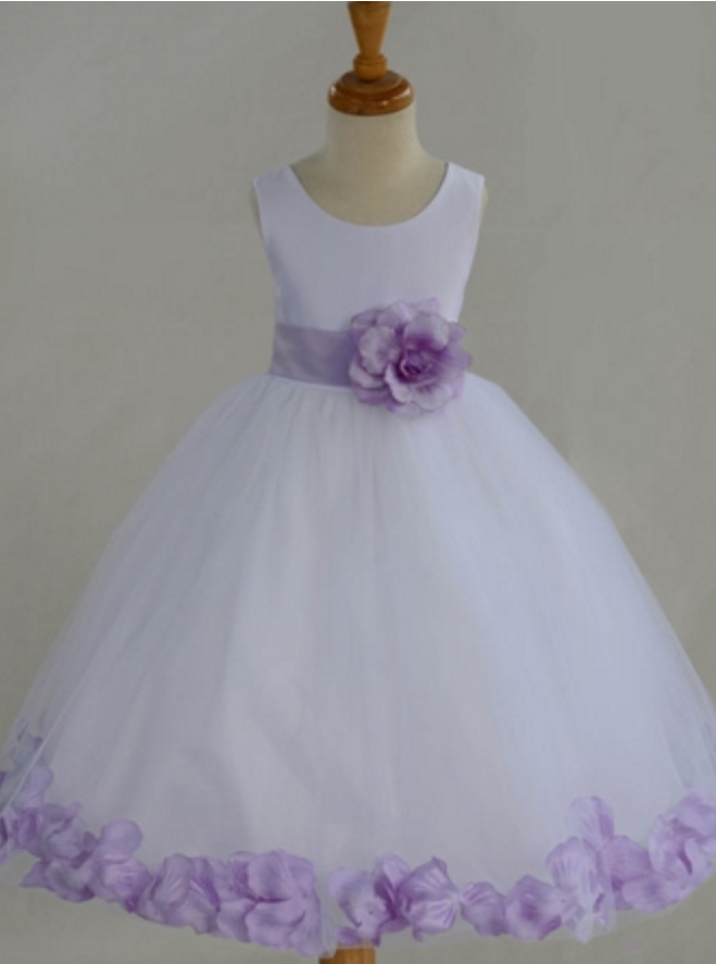Flower Girl Dress,jewel Neck Satin Bowknot Ribbon Flower Girl`s Party Dress