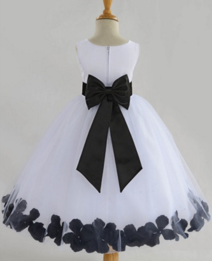 Flower Girl Dress,jewel Neck Satin Bowknot Ribbon Flower Girl`s Party