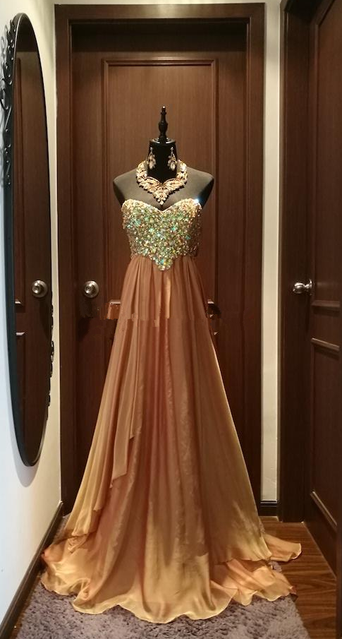 green emerald velvet dress Gold Sweetheart A-Line Lace Long Prom Dress With Split main image 1