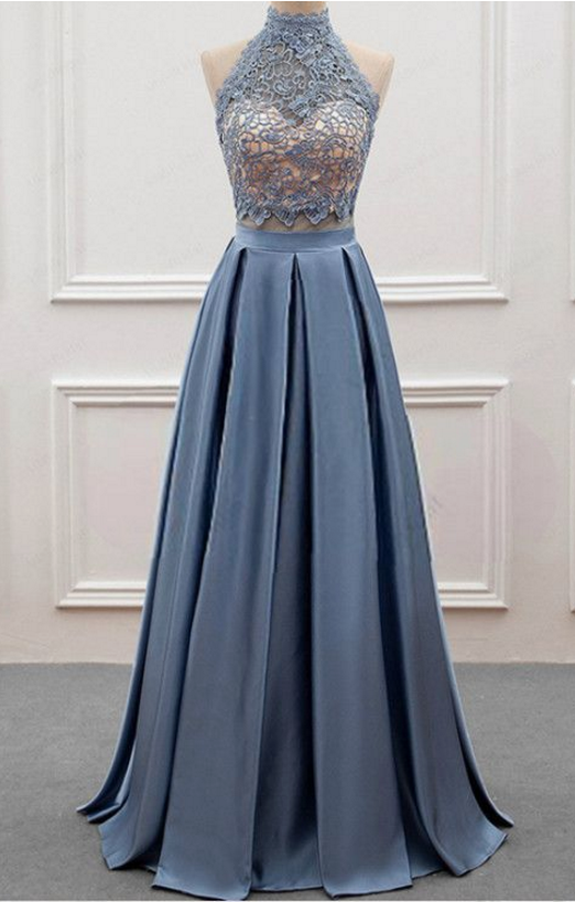 prom dresses simple Simple Dark Green Satin A-line Backless Long Prom Dresses with High Sl –  Simidress main image 1
