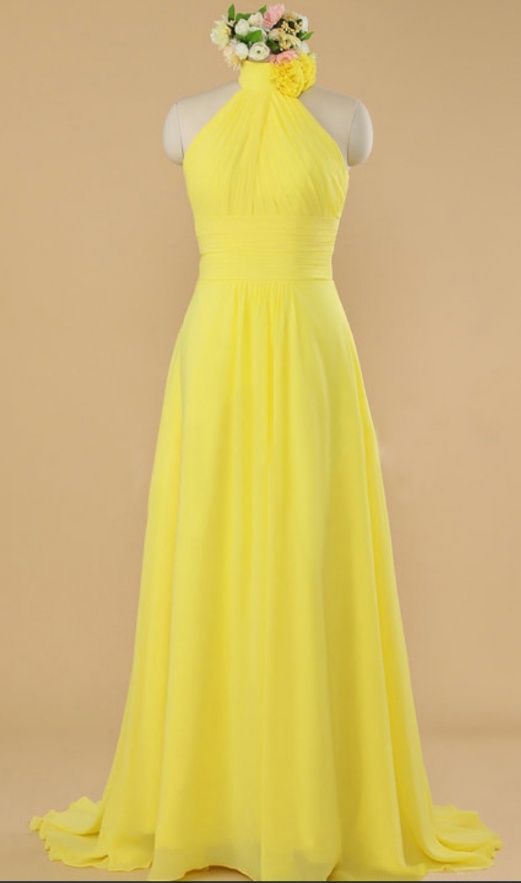 yellow halter gown