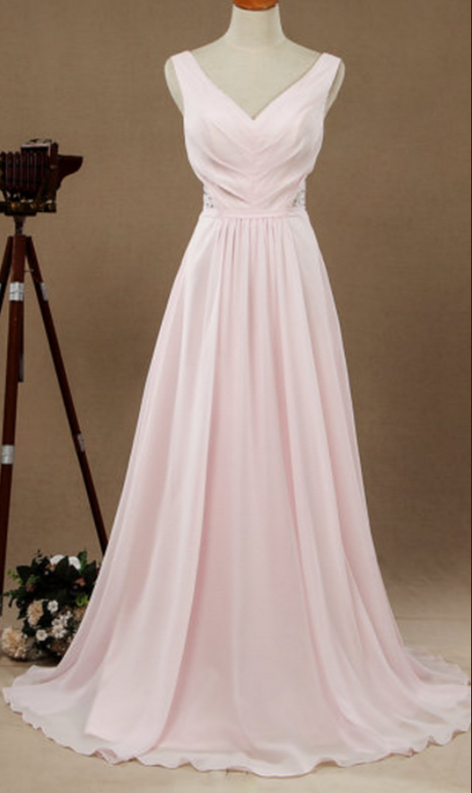 A Pale Pink V With A Sleeve Ball Gown.
