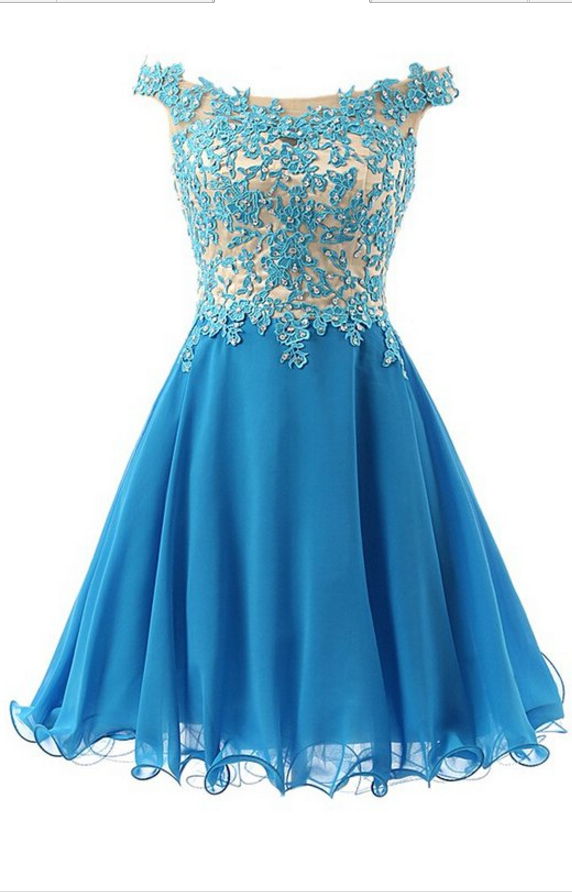 With This Beautiful Floral Lace Appliqués Off-the-shoulder Short Chiffon, Homecoming Dress