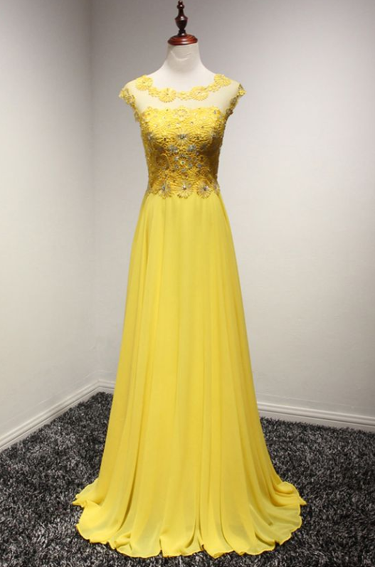 long flowy yellow dress