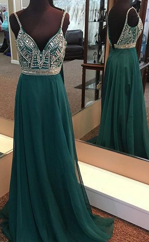 Green Prom Dress,long Evening Gowns,sexy Prom Dress, V Neck Prom Dress, Evening Dress,formal, 2018 Fashion ,prom Dresses