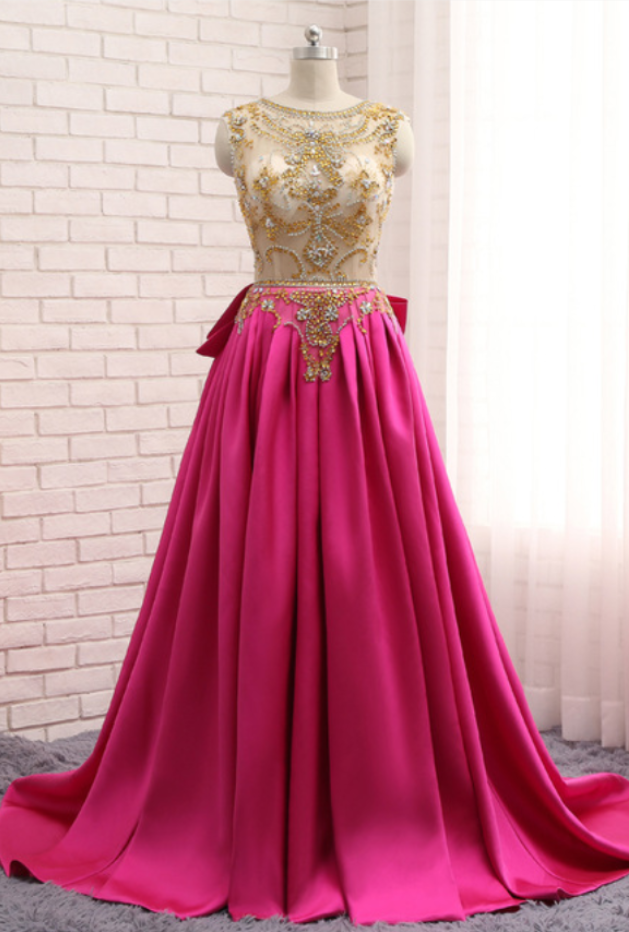 Pink Satin Gown With A Sexy Evening Gown And Evening Gown