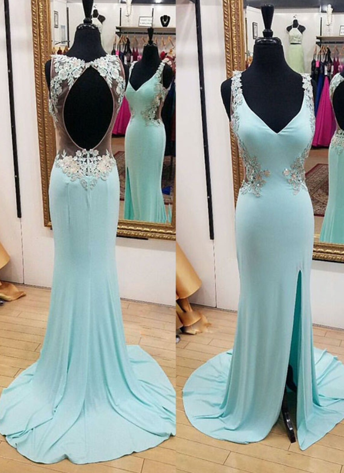 Baby Blue Mermaid Long Prom Dress, Mermaid Evening Dress,evening Dresses