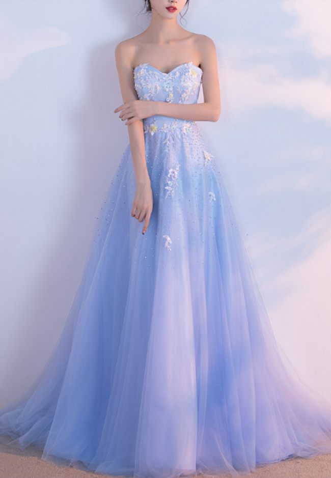 Beautiful Light Blue Long Party Dress, Prom Gowns, Formal Women Dress