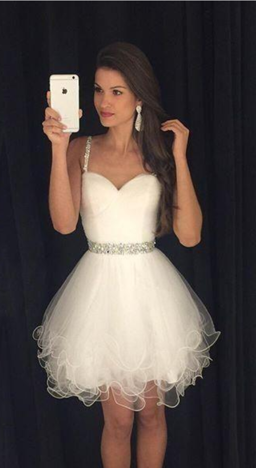 Strapless Sheath White Homecoming Dress Fashion Summer Dress, DP3250 main image 1