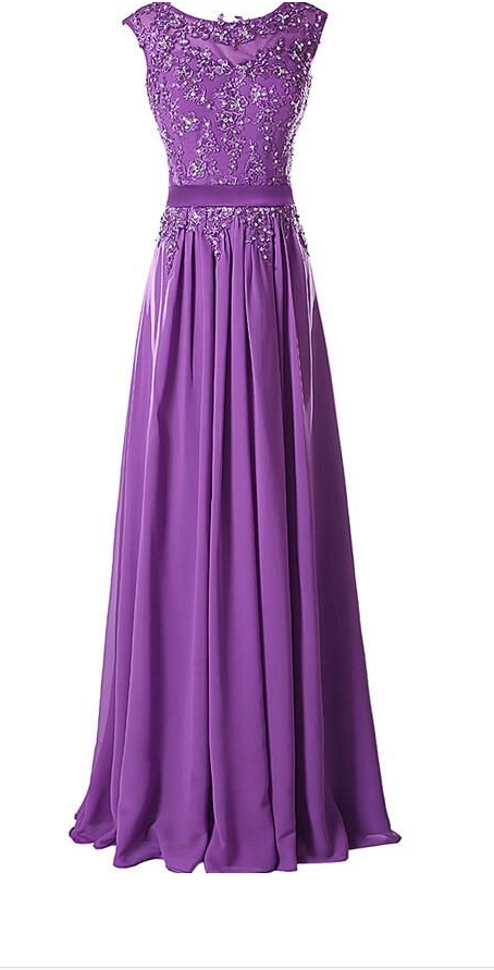 Aubergine Evening Dress , Aubergine Prom Dress, A Line Appliques Chiffon Long Dress ,girls Dress ,women Dress ,long Dresses