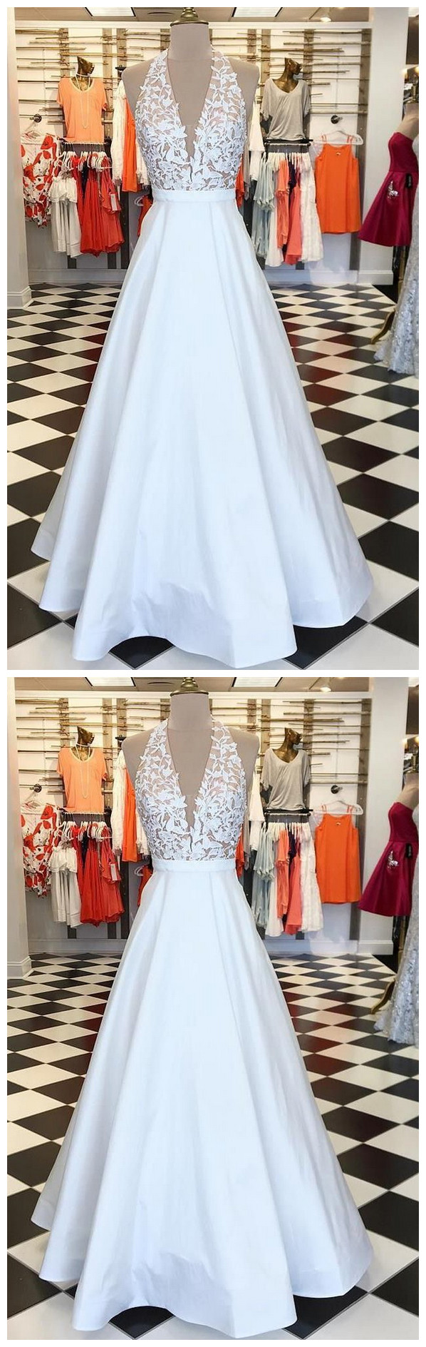 Seen Through Top Long Sleeves Applique Tulle A-line Open Back Prom Dress DPB145 main image 0