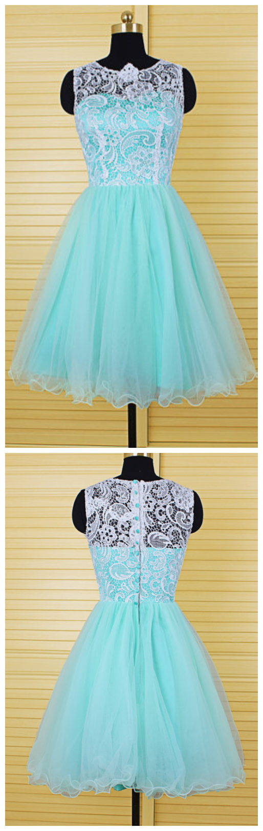 Charming Homecoming Dress,organza Homecoming Dress,lace Homecoming Dress,o-neck Homecoming Dress