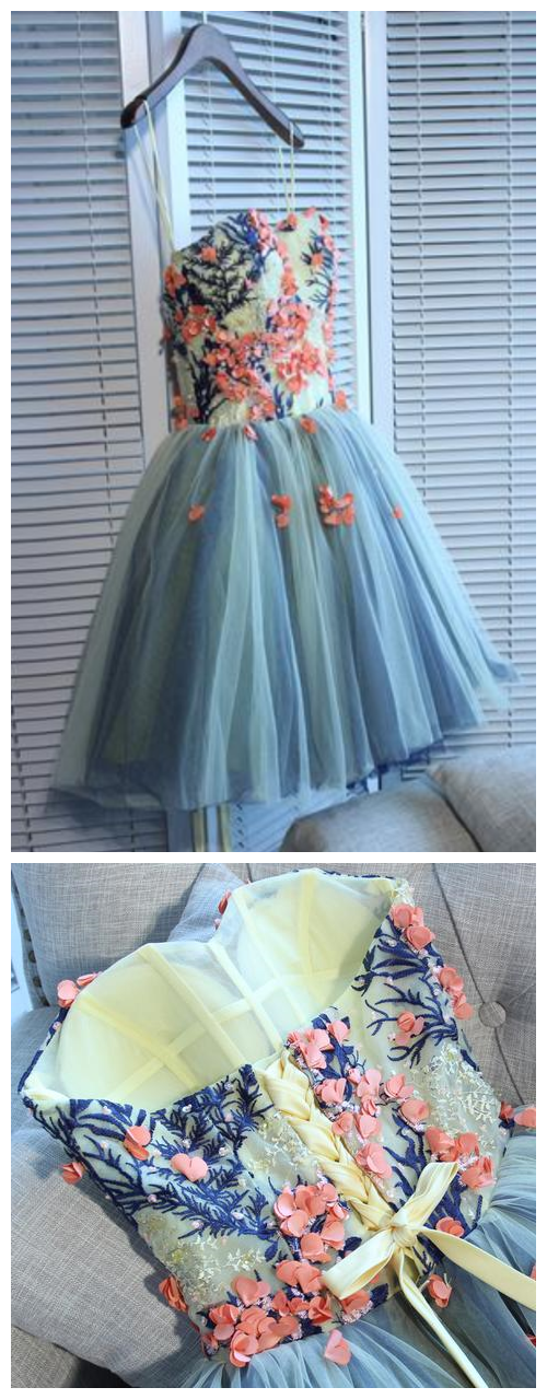Pretty homecoming dress tulle prom dress mini prom dress,DS4294 main image 1