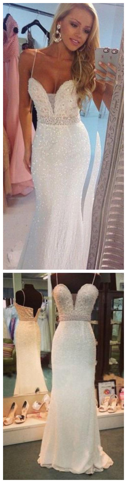 Sequins Plunging V-Neck Spaghetti Straps Sheath/Column Dresses Steel Grey