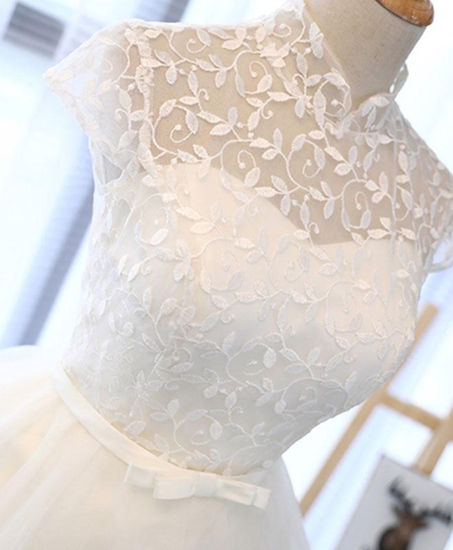 A-Line Lace Short Prom Dress White Homecoming Dress