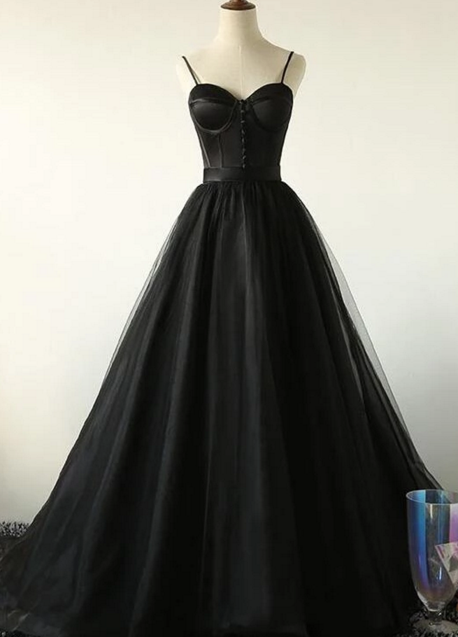 Black Long Party Gowns, Black Evening Prom Dress