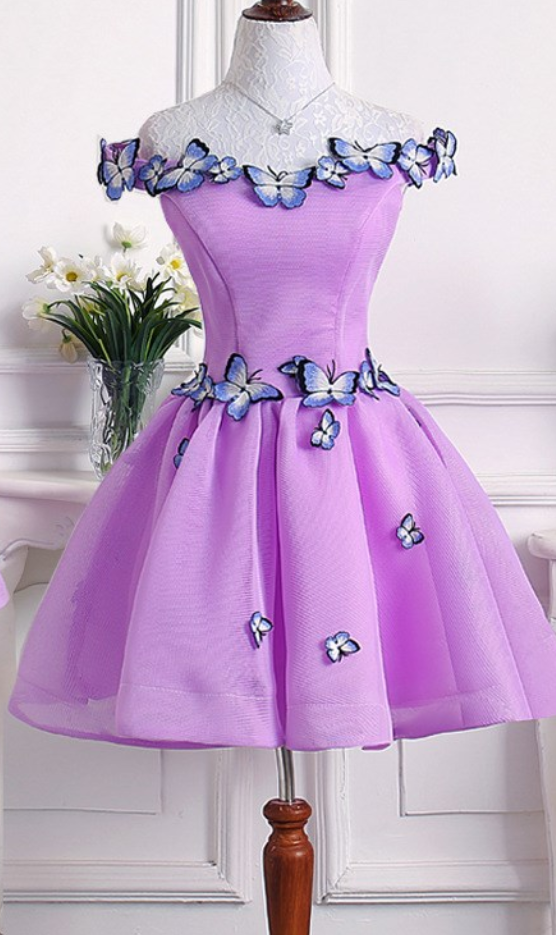 Beautiful Purple Tulle Short Party Drses, Homecoming Dress For